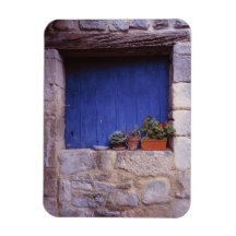 Europe, France, Cereste. A blue door adds colour Rectangle Magnets
