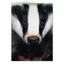 European Badger Portrait Painting Note Card