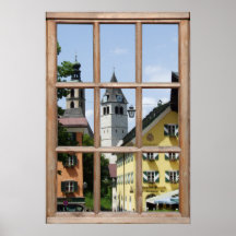 European Town View from a Window Print