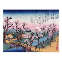 Evening Glow at Koganei Bridge, Ando Hiroshige Post Card