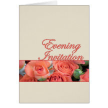 Evening Wedding Invitation Peach And Cream With Ro Greeting Cards
