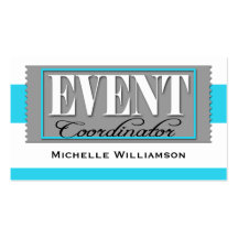 Event Coordinator Ticket Aqua Blue Business Cards
