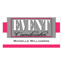 Event Coordinator Ticket Berry Pink Business Cards
