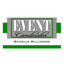 Event Coordinator Ticket Green Business Cards