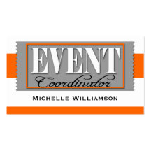 Event Coordinator Ticket Orange Business Cards