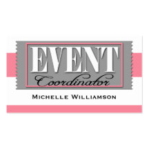 Event Coordinator Ticket Pink Business Cards