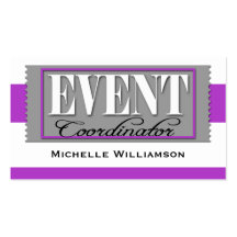 Event Coordinator Ticket Purple Business Cards