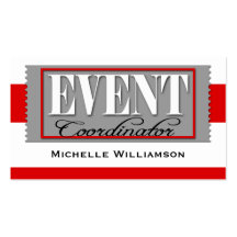 Event Coordinator Ticket Red Business Cards