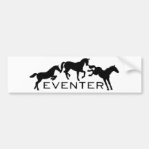 Eventer with Three Jumping Horses Bumper Stickers
