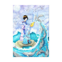 Eventide Geisha Dolphin Ukiyoe Wrapped Canvas Art Canvas Prints