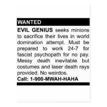 Evil Genius Ad Post Cards