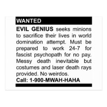 Evil Genius Ad Postcards