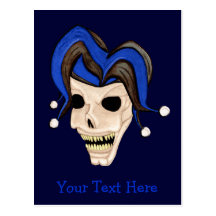 Evil Jester Skull Postcards