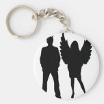 evil man and angel woman keychain