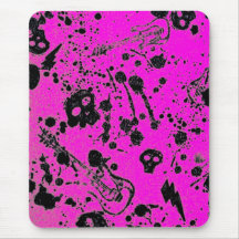 Evil -skulls and guitars in pink mouse pads