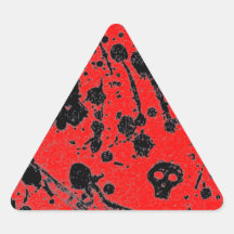 Evil - skulls and guitars in red triangle stickers