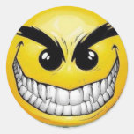 Evil Smiley Face Round Stickers