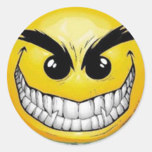 Evil Smiley Face Round Stickers