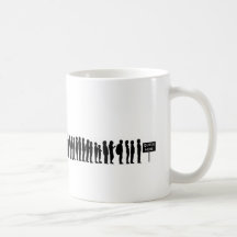 EVO09 evolution man modernity queue here Mugs
