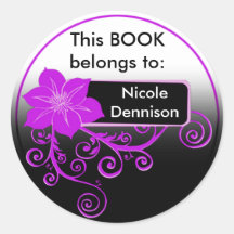 Ex Libris Sticker (floral purple)