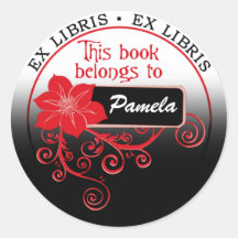 Ex Libris Sticker (floral red/black/white)