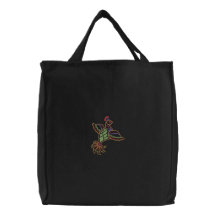 Exotic Bird Embroidered Tote Bag