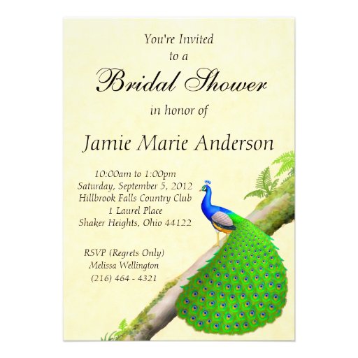 Exotic Indian Peacock Bridal Shower Invitation