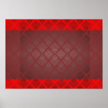 Exotic Red and Black damask wedding gift Posters