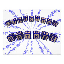 Expecting mother toy blocks in blue invitation