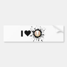 Explosive I Love Baseball Bumper Sticker