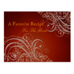 Exquisite Baroque Orange Bridal Shower Recipe Card Post Cards
