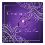 Exquisite Baroque Purple Scroll  Invitation