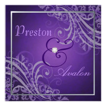 Exquisite Baroque Purple Scroll  Invitation
