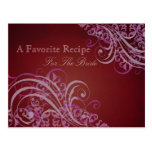 Exquisite Baroque Red Bridal Shower Recipe Card Post Cards