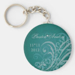 Exquisite Baroque Teal Scroll Keychain