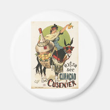 "Extra Sec. Curaçao Cusenier" Liquer advertisement Fridge Magnets