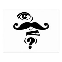 Eye Moustache U a Question Postcards