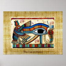 EYE OF HORUS on PAPYRUS Egyptian Art Poster