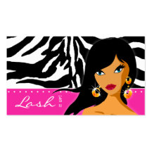 Eyelash Business Card Zebra Woman Pink