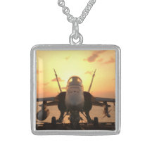 F-18 Hornet at sea aboard US Aircraft Carrier Necklaces