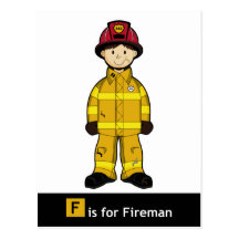 F is for Fireman Postcard
