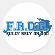 F.R.O.G. - Fully rely on God (blue) Stickers