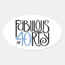 Fabulous 40 black blue Oval Sticker