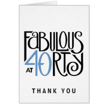 Fabulous 40 black blue Thank You Note Card