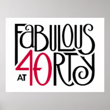 Fabulous 40 black red Poster