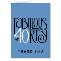 Fabulous 40 black white blue Thank You Note Card