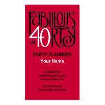 Fabulous 40 black white red Business Card