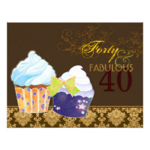 Fabulous 40th Birthday Party Cupcakes Invitations