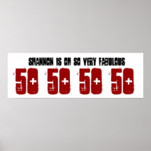 Fabulous 50 Birthday Party Banner Custom Name Print