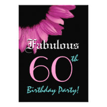 Fabulous 60 Birthday Party Pink Sunflower Custom Invitations